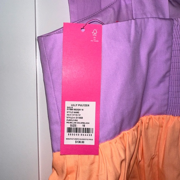 Lilly Pulitzer Anlee Cotton Top in Purple Iris/Peach Bellini - Picture 5 of 5